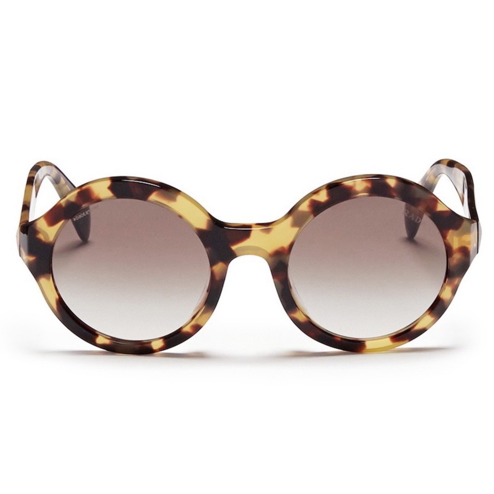 PRADA Thick Rim Round Frame Havana Sunglasses